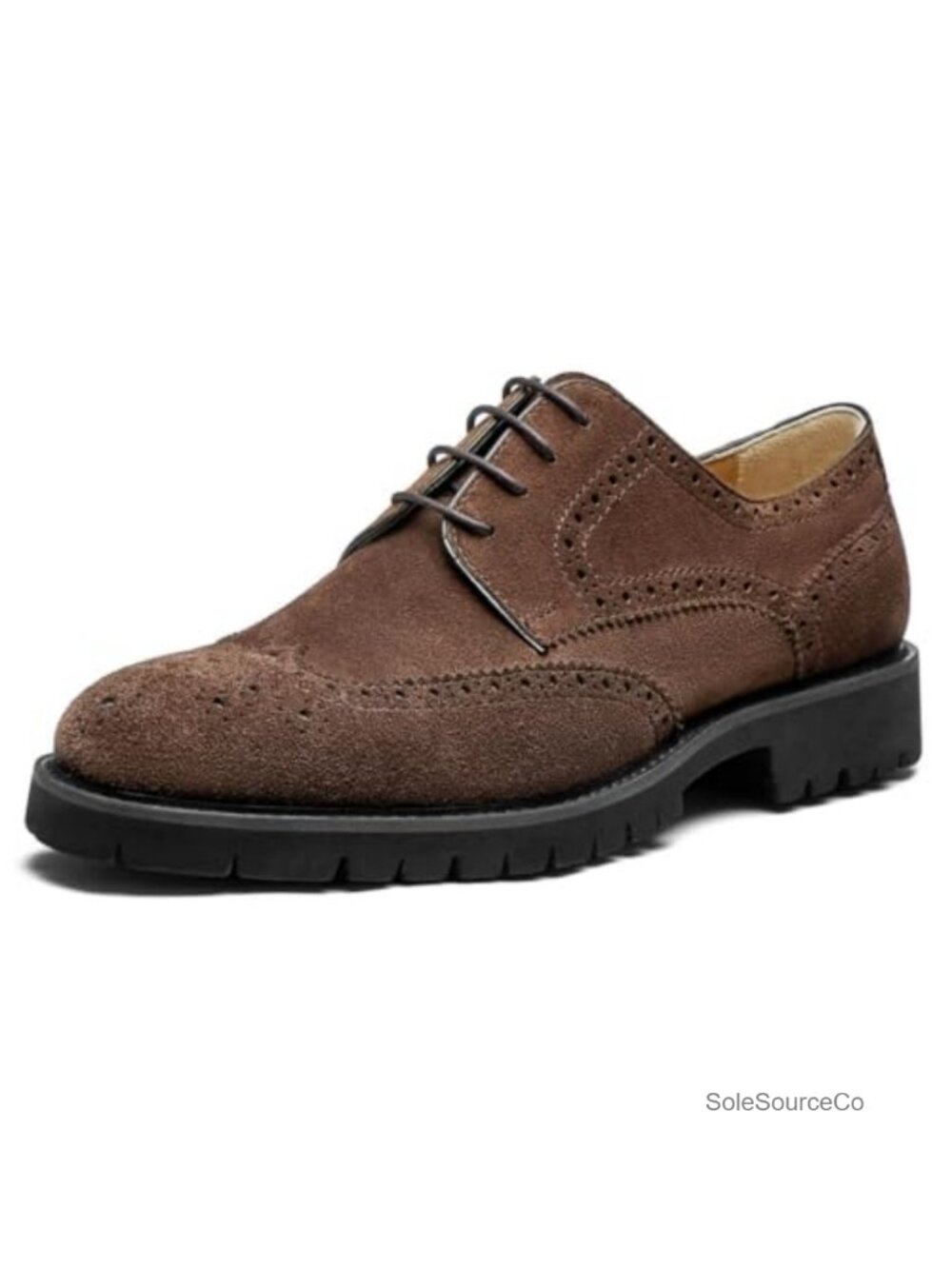 Mens Wingtip Derby Dress Shoes Suede Lace Up Brogue Oxford